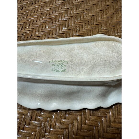 Leaf-Shaped Grimwades Royal Winton Ivory England Ceramic Dish - Picture 5 of 8